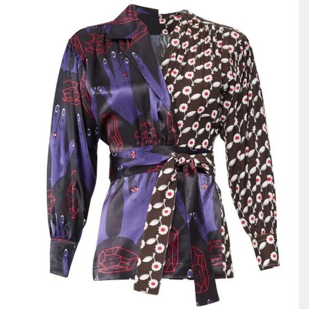 Marni Asymmetrical Wrap Blouse, Size 36/0